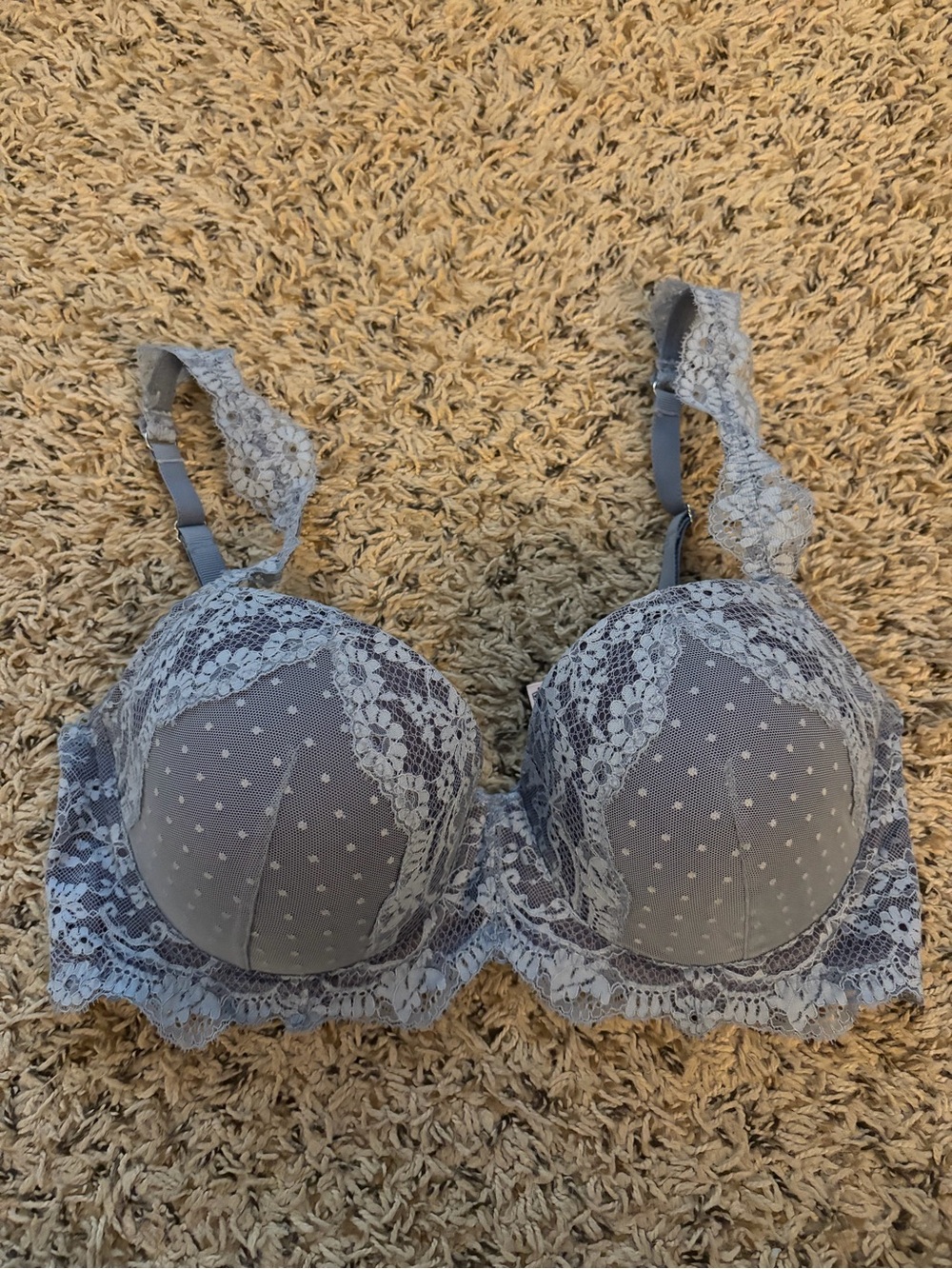 Victoria's Secret Blue Lace Polka Dot Bra